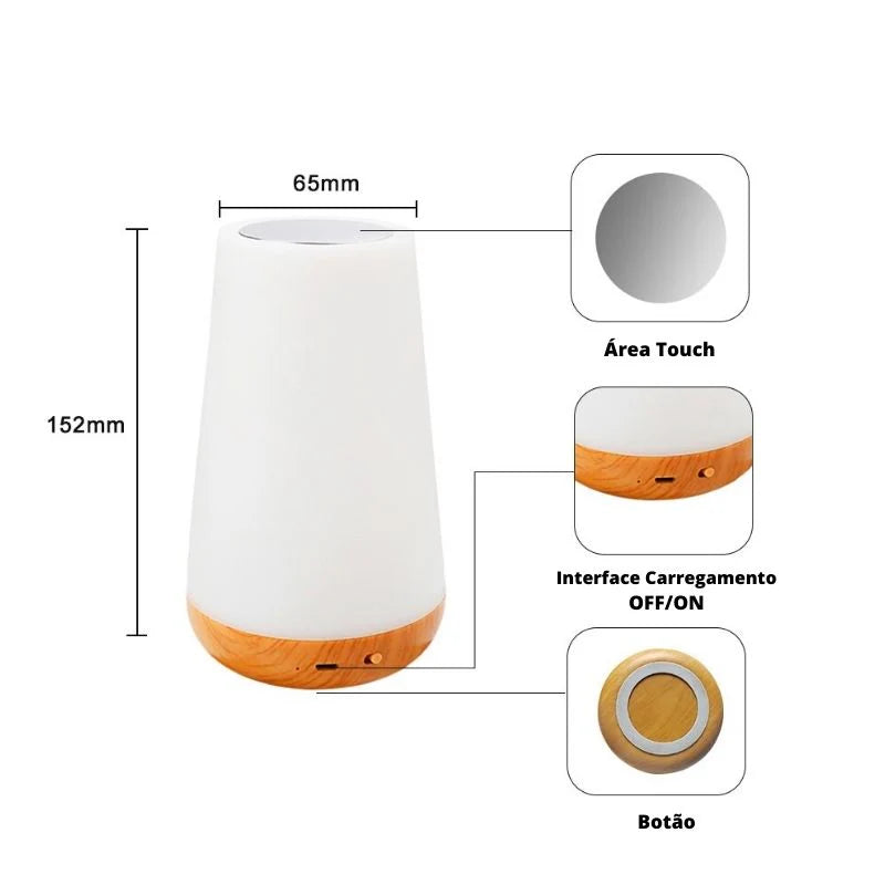Luminária Touch Aura Light - 13 Cores e 5 Intensidades de Luz