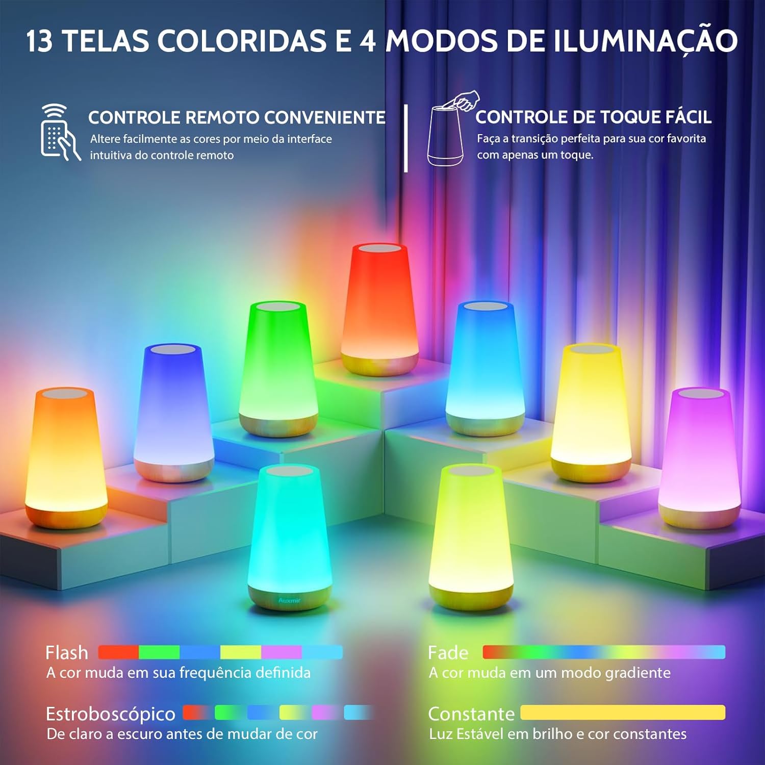 Luminária Touch Aura Light - 13 Cores e 5 Intensidades de Luz