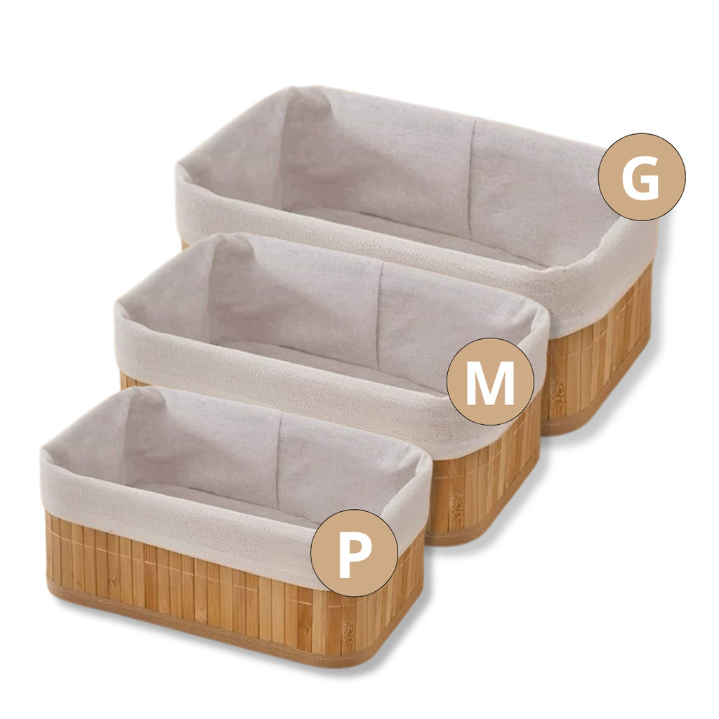 Conjunto 3 Cestos Organizadores Bambu