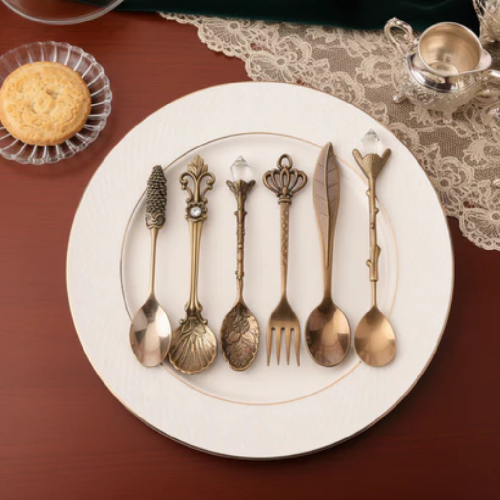 Conjunto de 6 Talheres Vintage para Café e Sobremesa Imperial
