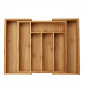 Porta-Talheres em Bambu 7 Divisórias EcoOrganize