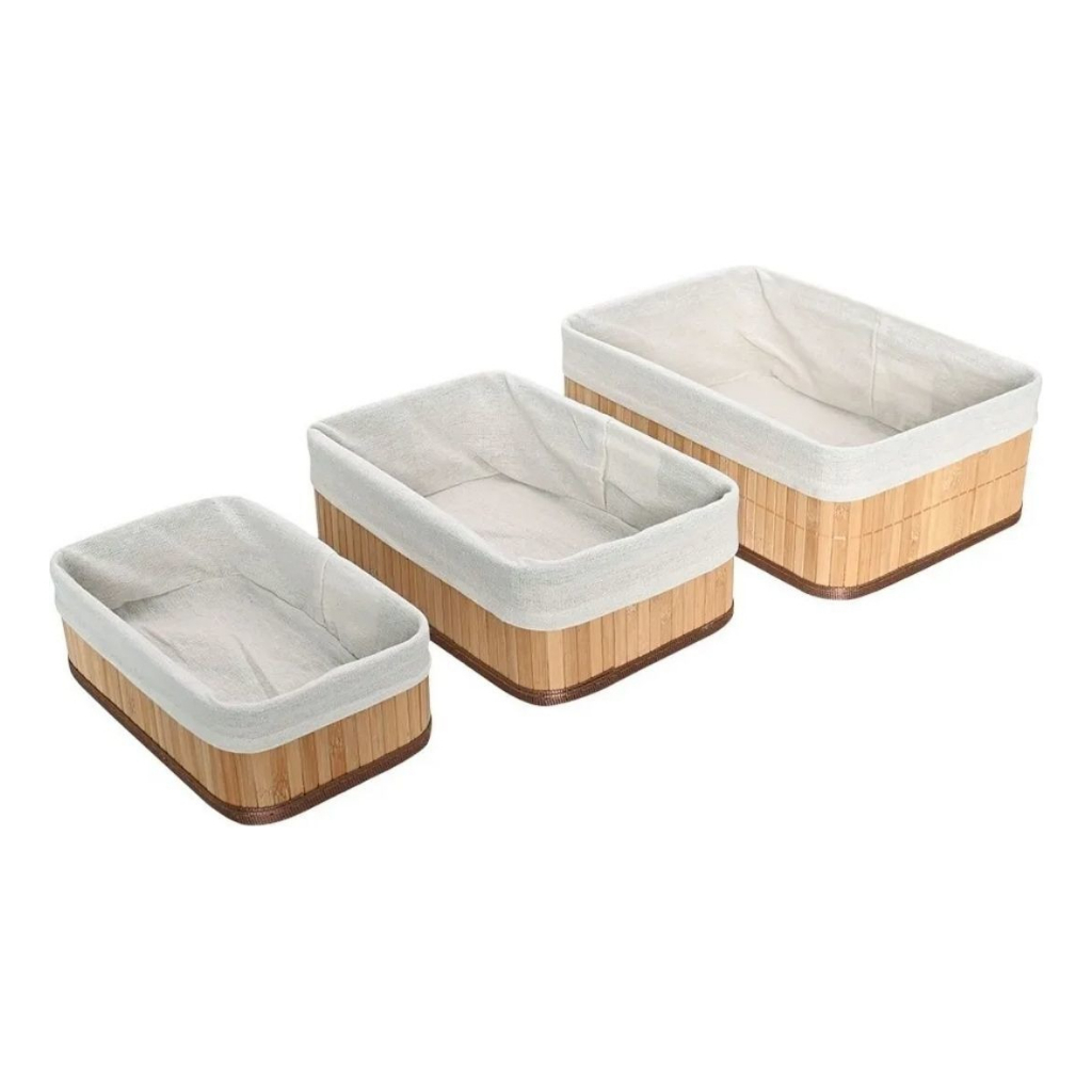 Conjunto 3 Cestos Organizadores Bambu