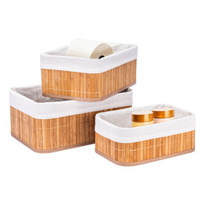 Conjunto 3 Cestos Organizadores Bambu