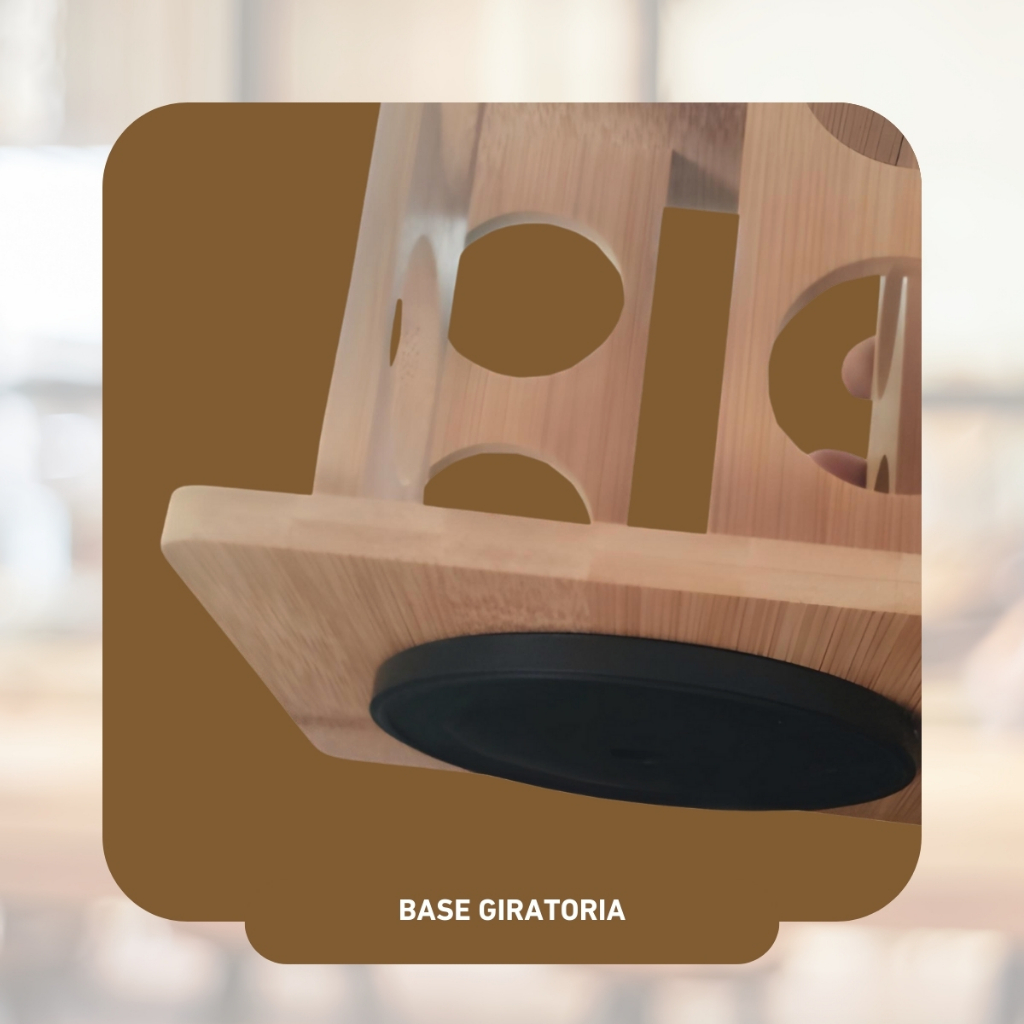 Porta Condimentos Giratório Organizador Temperos 8 Peças Bambu