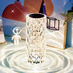 Luminária De Mesa De Cristal LED Com 16 Cores De Luz Projetor Diamante Controle De Toque Cabeceira