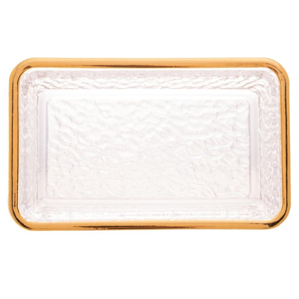 Manteigueira Lyor Petra de Cristal com Fio de Ouro 17cm