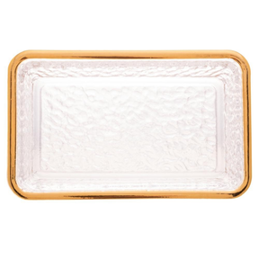 Manteigueira Lyor Petra de Cristal com Fio de Ouro 17cm