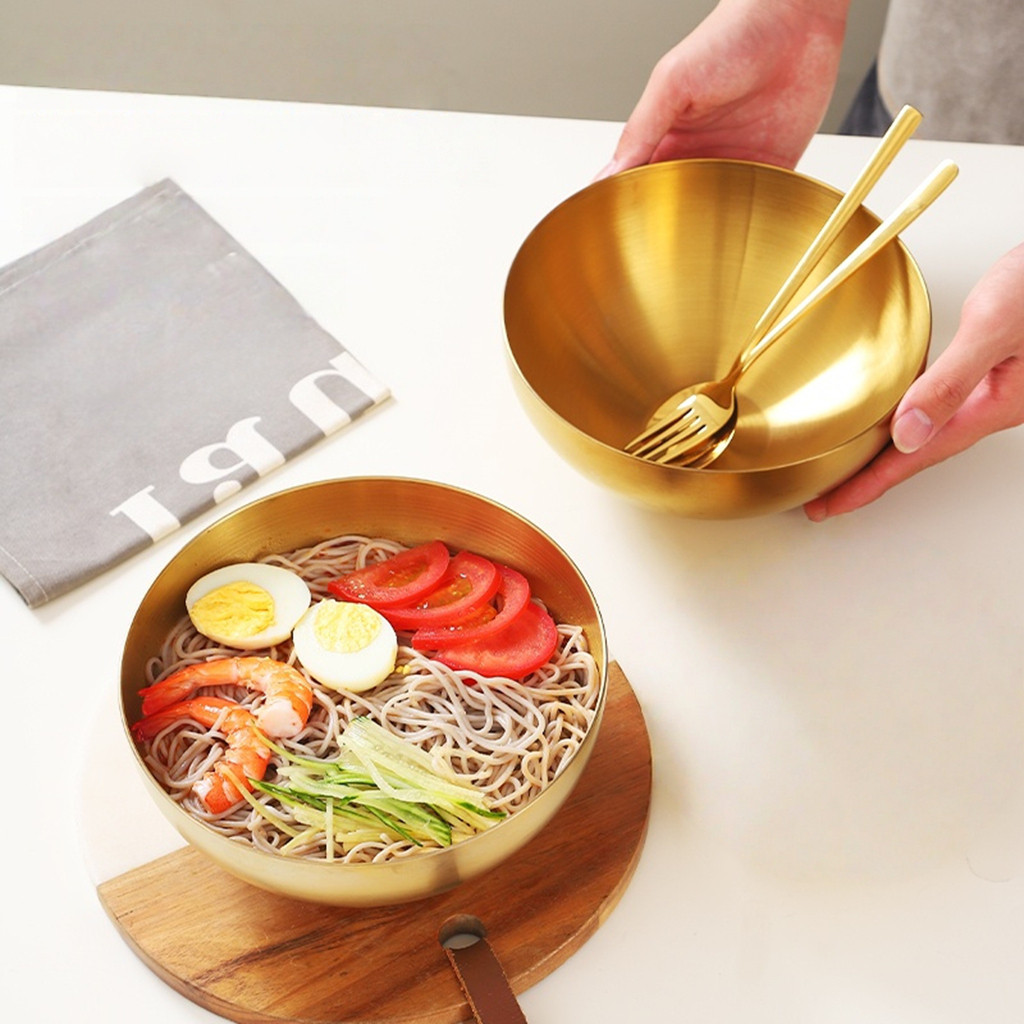 Tigela Bowl Aço Inox Dourado/Prata 24CM/20CM Bacia Multiuso Cozinha Utensílio De Cozinha