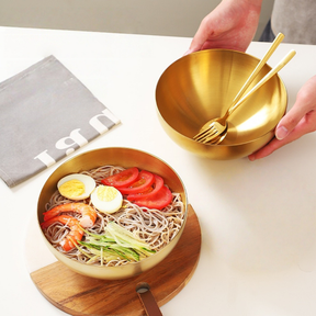 Tigela Bowl Aço Inox Dourado/Prata 24CM/20CM Bacia Multiuso Cozinha Utensílio De Cozinha