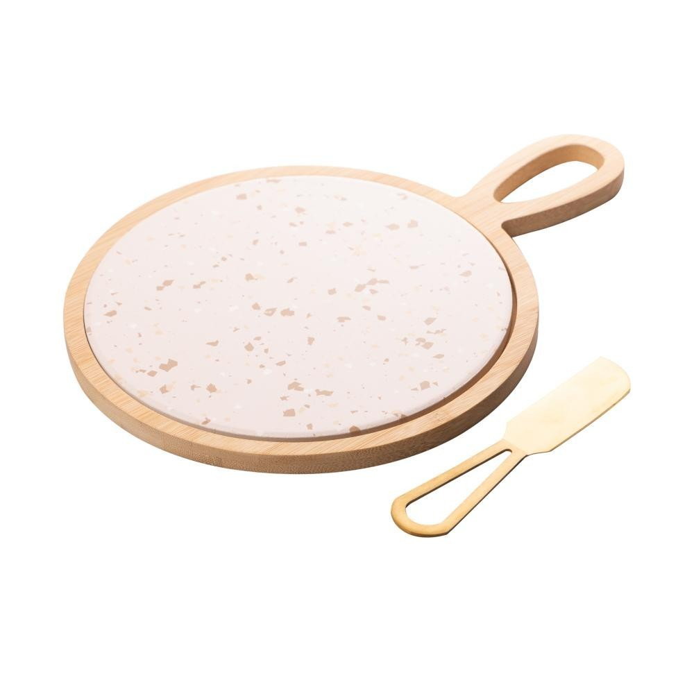 Conjunto para Queijo Lyor Terrazo de Bambu com Tábua Redonda