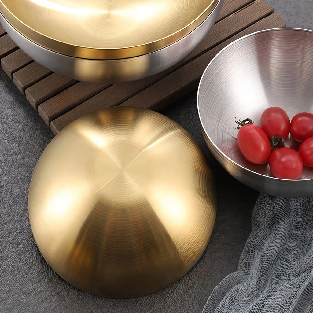 Tigela Bowl Aço Inox Dourado/Prata 24CM/20CM Bacia Multiuso Cozinha Utensílio De Cozinha