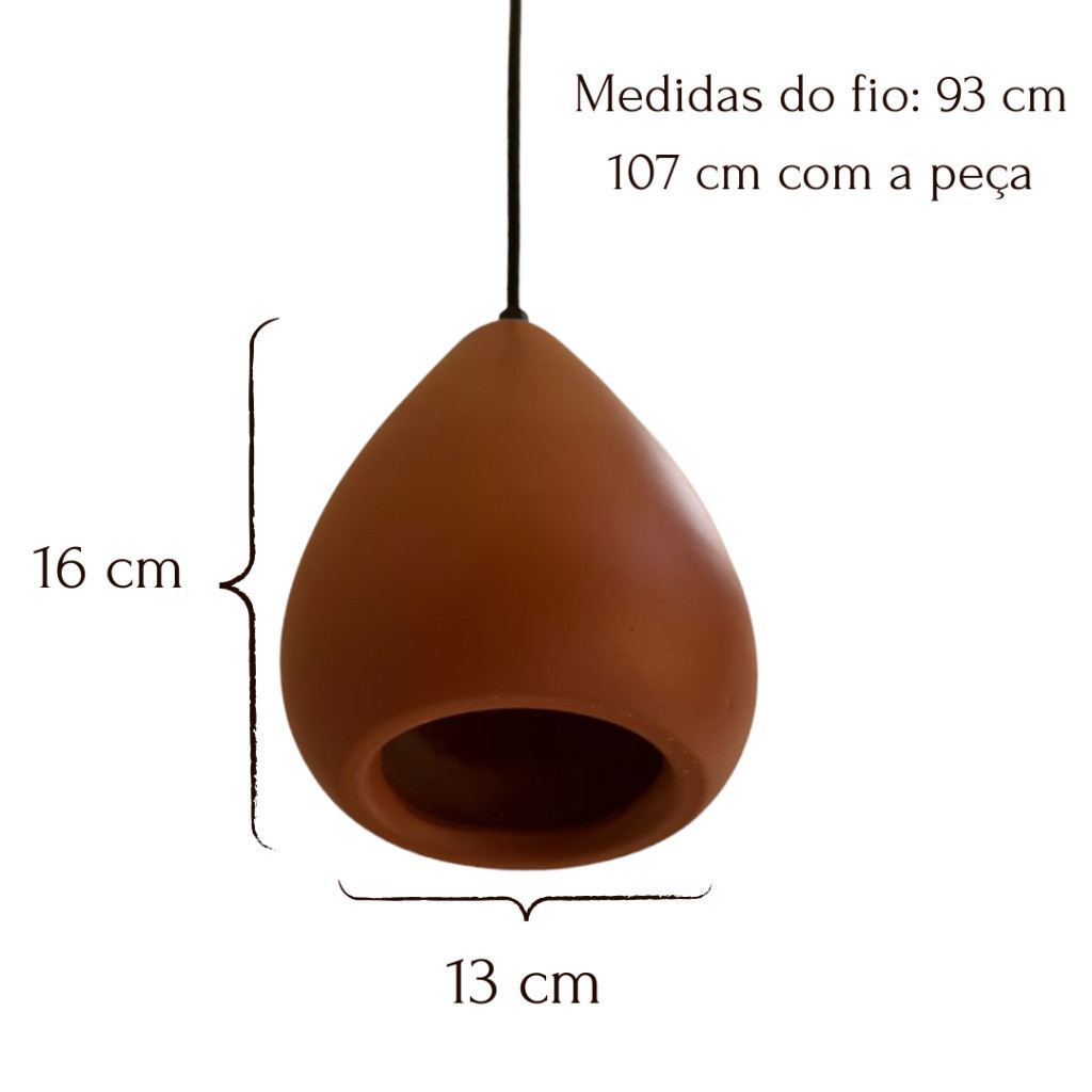 Kit 3 Pendentes Lustre Luminaria de Teto De Ceramica Lanterna Decorativo Cozinha Bar Sala Decoração Moderno Terracota